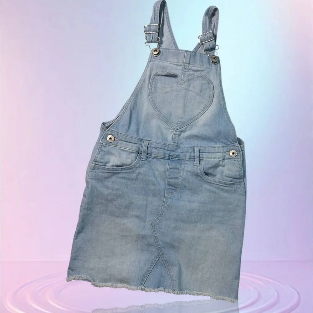 OshKosh B'gosh Denim Overall Dress Skirt Kids Sz 7/7A